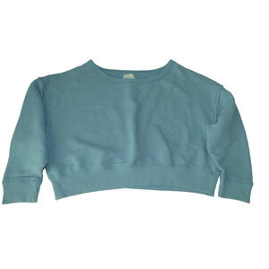 American Eagle Blue Cropped Sweatshirt Women’s MEDIUM Oversize Slouchy